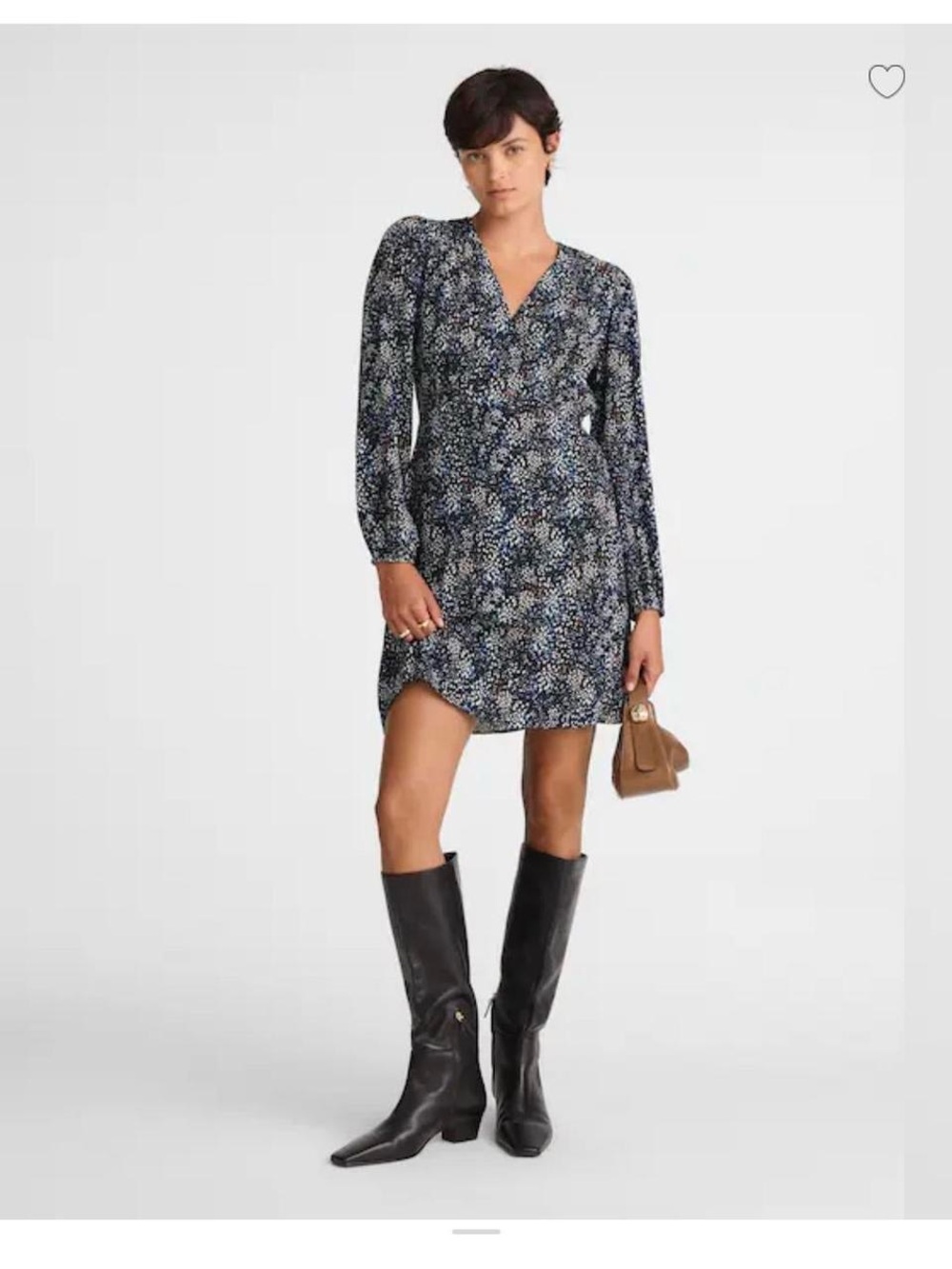 Madewell Navy Floral V‑Neck Long Sleeve Mini Dress